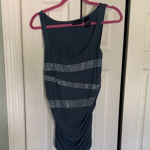 New York & Company Teal Tank Top with Silver Accents